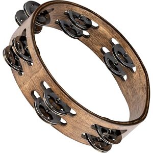 Meinl Percussion Compact Wood Tambourine 2-Row Tambourine 8-inch Diameter Siam Oak / Steel, Walnut Brown/ Natural (CTA2WB) Meinl Percussion Compact Wood Tambourine 2-Row Tambourine 8-inch Diameter Siam Oak / Steel, Walnut Brown/ Natural (CTA2WB)