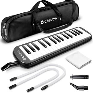 CAHAYA Melodica Instrument 32 Key FDA Approved Piano Style Portable with Double Plastic Flexible Long Pipe, Short Mouthpieces and Carrying Bag, CY0050-1 CAHAYA Melodica Instrument 32 Key FDA Approved Piano Style Portable with Double Plastic Flexible Long Pipe, Short Mouthpieces and Carrying Bag, CY0050-1