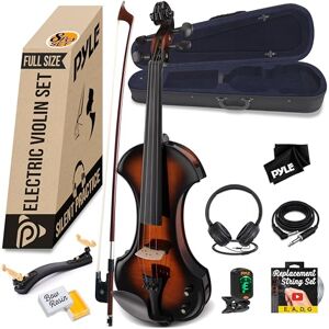 Pyle Electric Violin 4/4 Full Size Silent Fiddle Kit – Beginner Violin Set with Hard Case, Bow, Headphones, Digital Tuner & Ebony Fittings Pyle Electric Violin 4/4 Full Size Silent Fiddle Kit – Beginner Violin Set with Hard Case, Bow, Headphones, Digital Tuner & Ebony Fittings