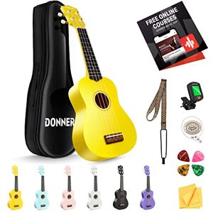 Donner Soprano Ukulele for Beginner Ukelele with Free Online Lesson Bag Strap String Tuner Pick Cloth, DMU-01 21 Inch Matte ukalalee Bundle Kit Macaron Series-Yellow Donner Soprano Ukulele for Beginner Ukelele with Free Online Lesson Bag Strap String Tuner Pick Cloth, DMU-01 21 Inch Matte ukalalee Bundle Kit Macaron Series-Yellow