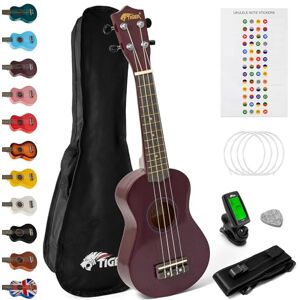 Tiger UKEKIT-PP Soprano Ukulele Kit – Suitable for Beginners and Children – Chromatic Tuner, Strap, Carry Bag, Notes Sticker, Felt Pick, Spare Strings, with Aquila Strings Fitted Purple Tiger UKEKIT-PP Soprano Ukulele Kit – Suitable for Beginners and Children – Chromatic Tuner, Strap, Carry Bag, Notes Sticker, Felt Pick, Spare Strings, with Aquila Strings Fitted Purple