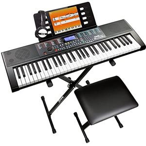 RockJam 61-Key Keyboard Piano Kit with Keyboard Stand, Piano Bench, Headphones, Piano Note Stickers & Lessons, RJ660-SK, Black RockJam 61-Key Keyboard Piano Kit with Keyboard Stand, Piano Bench, Headphones, Piano Note Stickers & Lessons, RJ660-SK, Black