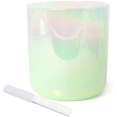 JYBNBBE Clear Crystal Singing Bowl, Cosmic Light Alchemy Bowl, With Striker & O-ring For Yoga Meditation Sound Green Pearl Glare (440HZ 8 Inch F Note) JYBNBBE Clear Crystal Singing Bowl, Cosmic Light Alchemy Bowl, With Striker & O-ring For Yoga Meditation Sound Green Pearl Glare (440HZ 8 Inch F Note)