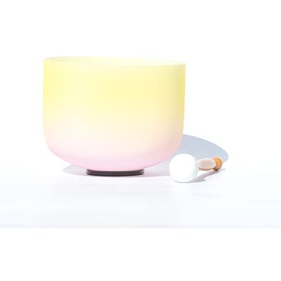 ASerZenith 432 Hz 8/10/12 Inch C/D/E/F/G/A/B Note Frosted Crystal Singing Bowl With Rubber Hammer And Round Rubber Ring, Perfect For Yoga Meditation Therapy,Yellow,E Note,12Inch ASerZenith 432 Hz 8/10/12 Inch C/D/E/F/G/A/B Note Frosted Crystal Singing Bowl With Rubber Hammer And Round Rubber Ring, Perfect For Yoga Meditation Therapy,Yellow,E Note,12Inch