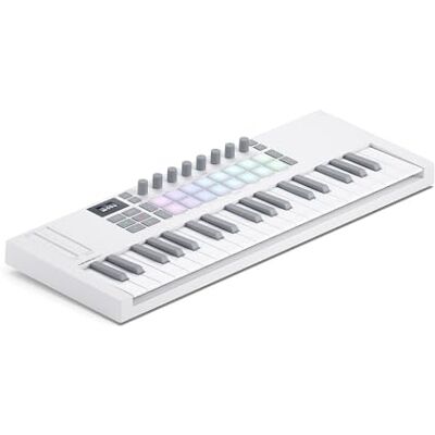 Novation Launchkey Mini 37 White MK4 USB MIDI Keyboard Controller USB, 37 Mini Keys, White, 16 Pads with Polyphonic Aftertouch, OLED Display, Scale and Chord Modes, Arpeggiator, MIDI Novation Launchkey Mini 37 White MK4 USB MIDI Keyboard Controller USB, 37 Mini Keys, White, 16 Pads with Polyphonic Aftertouch, OLED Display, Scale and Chord Modes, Arpeggiator, MIDI