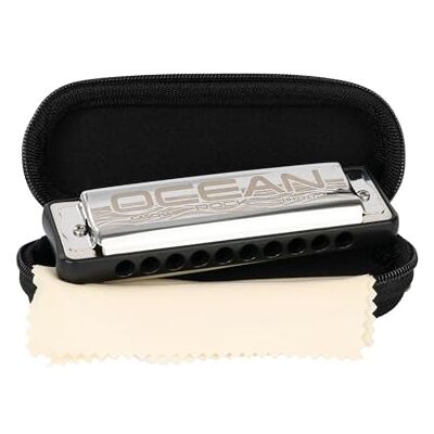 CASCHA Ocean Rock Harmonica E-Major in black Professional, diatonic 10-hole harmonica High-quality reeds made of phosphor-bronze With soft case and cleaning cloth CASCHA Ocean Rock Harmonica E-Major in black Professional, diatonic 10-hole harmonica High-quality reeds made of phosphor-bronze With soft case and cleaning cloth