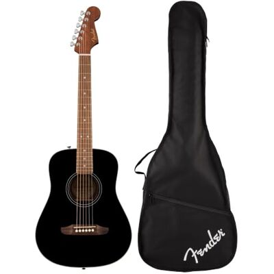 Fender California Redondo Mini Acoustic Guitar & Bag, Black Spruce Travel-ready mini acoustic, black spruce top, California Series, includes gig bag, ideal for beginners, kids & travellers Fender California Redondo Mini Acoustic Guitar & Bag, Black Spruce Travel-ready mini acoustic, black spruce top, California Series, includes gig bag, ideal for beginners, kids & travellers