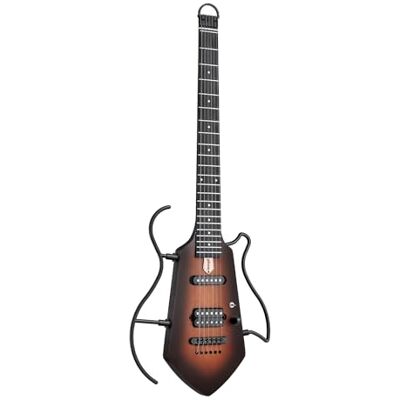 MATONZE Electric Travel Guitar, Portable Headless Mini Electric Guitar, Lightweight Solid Body Guitar Kits for Practice, Easy Assemble Frames with Gig Bag and Accessories (Sunburst) MATONZE Electric Travel Guitar, Portable Headless Mini Electric Guitar, Lightweight Solid Body Guitar Kits for Practice, Easy Assemble Frames with Gig Bag and Accessories (Sunburst)