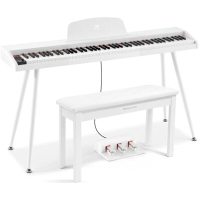 MUSTAR 88 Key Piano Keyboard with Bench, Home Digital Piano for Beginners 88 Semi Weighted Keys, 800 Tones, 600 Rhythms, 80 Demo, 3-Pedal Unit, Furniture Stand, USB MIDI, Wireless Connection, White MUSTAR 88 Key Piano Keyboard with Bench, Home Digital Piano for Beginners 88 Semi Weighted Keys, 800 Tones, 600 Rhythms, 80 Demo, 3-Pedal Unit, Furniture Stand, USB MIDI, Wireless Connection, White