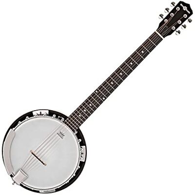 gear4music Guitar Banjo – 6 String Closed Back Mahogany Body For Guitarists Wanting Banjo Tones, Tuned Like a Standard Guitar, Mahogany Body, Remo Head, Adjustable Tailpiece gear4music Guitar Banjo – 6 String Closed Back Mahogany Body For Guitarists Wanting Banjo Tones, Tuned Like a Standard Guitar, Mahogany Body, Remo Head, Adjustable Tailpiece