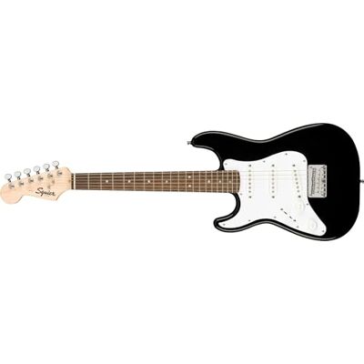 Fender Squier by Mini Stratocaster LeFT-handed Electric Guitar, Short Scale Beginner Guitar for Kids or Travel, Comes with Free Virtual Lessons, Black Fender Squier by Mini Stratocaster LeFT-handed Electric Guitar, Short Scale Beginner Guitar for Kids or Travel, Comes with Free Virtual Lessons, Black