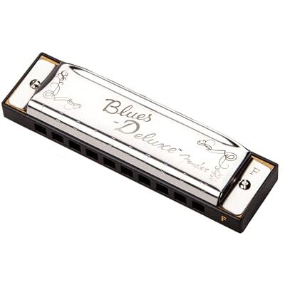 Fender Blues Deluxe Harmonica, Key of F, 10 Holes, Nickel Chrome, Includes Case Fender Blues Deluxe Harmonica, Key of F, 10 Holes, Nickel Chrome, Includes Case