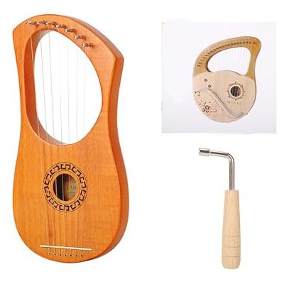 uikios Compact 7-String Wood Harp, Easy Play Design with Natural Warm Tone, Ideal for Students & Family Lyre Harp for Beginners uikios Compact 7-String Wood Harp, Easy Play Design with Natural Warm Tone, Ideal for Students & Family Lyre Harp for Beginners