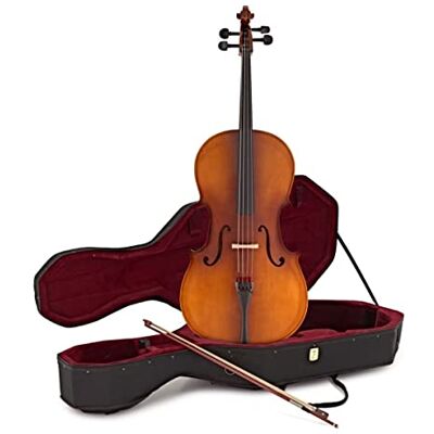 gear4music Student Full Size Cello Outfit 4/4 Antique Varnish Starter Kit for Beginners, Comes with with Bow, Rosin & Case, Spruce and Basswood Body for Warm Tone, Four Integral Tuners gear4music Student Full Size Cello Outfit 4/4 Antique Varnish Starter Kit for Beginners, Comes with with Bow, Rosin & Case, Spruce and Basswood Body for Warm Tone, Four Integral Tuners