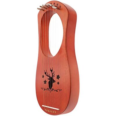 CAFIEDR 7 String Lyre Harp 1 Set Wooden lyre harp Mahogany String Musical Instrument with Tuning Wrench Spare String and Music Tutorial for Beginner CAFIEDR 7 String Lyre Harp 1 Set Wooden lyre harp Mahogany String Musical Instrument with Tuning Wrench Spare String and Music Tutorial for Beginner