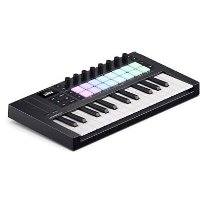 Novation Launchkey Mini 25 MK4 USB MIDI Keyboard Controller USB, 25 Mini Synth-Action Keys, 16 Pads with Polyphonic Aftertouch, OLED Display, Scale and Chord Modes, Arpeggiator, MIDI Novation Launchkey Mini 25 MK4 USB MIDI Keyboard Controller USB, 25 Mini Synth-Action Keys, 16 Pads with Polyphonic Aftertouch, OLED Display, Scale and Chord Modes, Arpeggiator, MIDI