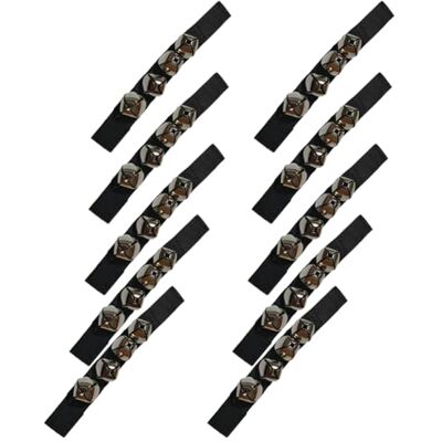 Pluuttiem Black Orff Percussion Instrument, Hand Bell, Foot Bell, Hand Bell for Dance Performance Easy to Use Pluuttiem Black Orff Percussion Instrument, Hand Bell, Foot Bell, Hand Bell for Dance Performance Easy to Use