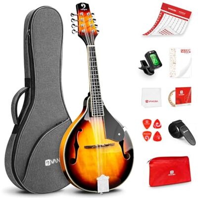 vangoa Mandolin Musical Instrument A Style, Acoustic Mandolin Instrument Kit Italian 8 String for Professional Beginners Adults Teens Youth Kids, Sunburst, Glossy vangoa Mandolin Musical Instrument A Style, Acoustic Mandolin Instrument Kit Italian 8 String for Professional Beginners Adults Teens Youth Kids, Sunburst, Glossy