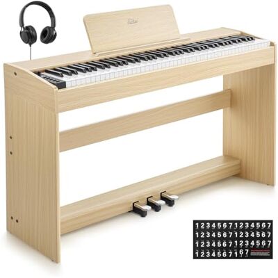 Eastar EUP-110 Digital Piano 88 Key Weighted Keyboard, Full-Size Home Electric Piano for Beginner, with Headphone, Music Stickers, Screen, 3-Pedal, Wireless Conection, Recording Light Wood Color Eastar EUP-110 Digital Piano 88 Key Weighted Keyboard, Full-Size Home Electric Piano for Beginner, with Headphone, Music Stickers, Screen, 3-Pedal, Wireless Conection, Recording Light Wood Color