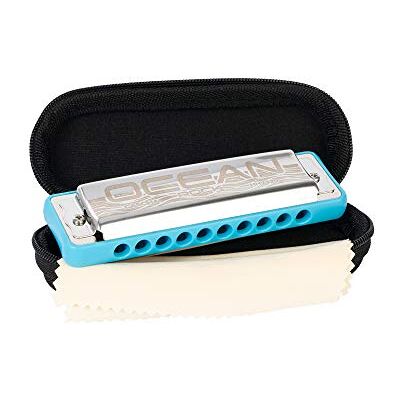 CASCHA Ocean Rock Harmonica A-Major in blue Professional, diatonic 10-hole harmonica High-quality reeds made of phosphor-bronze With soft case and cleaning cloth, A-major CASCHA Ocean Rock Harmonica A-Major in blue Professional, diatonic 10-hole harmonica High-quality reeds made of phosphor-bronze With soft case and cleaning cloth, A-major