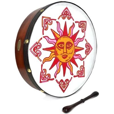 Dannan Handmade 16" Vegan Irish Bodhran Hand Drum Éadaoin Sun Design Dannan Handmade 16" Vegan Irish Bodhran Hand Drum Éadaoin Sun Design