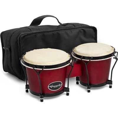 World Rhythm BON7 Bongos 6” & 7” Beginners Oak Bongo Drums Wine Red Bongos with Padded Gig Bag World Rhythm BON7 Bongos 6” & 7” Beginners Oak Bongo Drums Wine Red Bongos with Padded Gig Bag