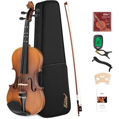 Eastar 3/4 Violin Set Fiddle for Beginners with Hard Case, Shoulder Rest, Bow, and Extra Strings (Imprinted Finger Guide on Fingerboard), EVA-3 Eastar 3/4 Violin Set Fiddle for Beginners with Hard Case, Shoulder Rest, Bow, and Extra Strings (Imprinted Finger Guide on Fingerboard), EVA-3