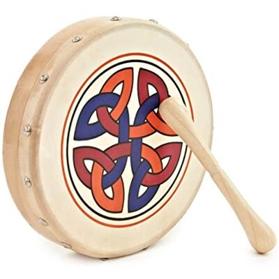 gear4music Mini Celtic Bodhran by 8 Inch with Dual Headed Tipper 8-inch mini frame drum with authentic goatskin head, dual-headed tipper included, fun instrument for children gear4music Mini Celtic Bodhran by 8 Inch with Dual Headed Tipper 8-inch mini frame drum with authentic goatskin head, dual-headed tipper included, fun instrument for children