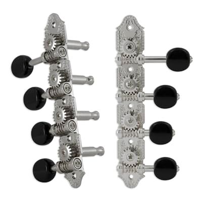 Grover 409FVCB Professional Mandolin Vintage "F" Style Machine Heads with Black Button Standard, 4 + 4 Chrome Grover 409FVCB Professional Mandolin Vintage "F" Style Machine Heads with Black Button Standard, 4 + 4 Chrome