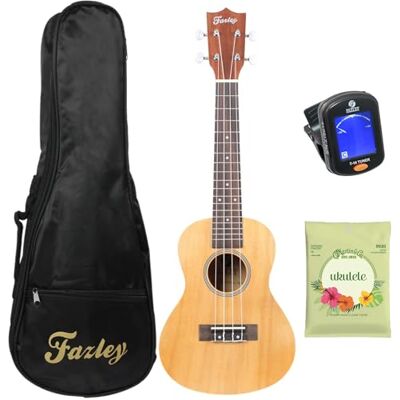 Fazley Concert Ukulele Starter Set Natural Tan Professional Beginner Instrument Kit Clear Warm Tone Wood Playing Package With Gig Bag Tuner Fazley Concert Ukulele Starter Set Natural Tan Professional Beginner Instrument Kit Clear Warm Tone Wood Playing Package With Gig Bag Tuner