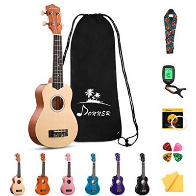 Donner Soprano Ukulele Kid Beginner Kit Ukulele 21 inch Child Starter Set Adult Ukelele Hawaii Guitar with Uke Oneline Lesson String Tuner Picks DUS-10 Natural Donner Soprano Ukulele Kid Beginner Kit Ukulele 21 inch Child Starter Set Adult Ukelele Hawaii Guitar with Uke Oneline Lesson String Tuner Picks DUS-10 Natural