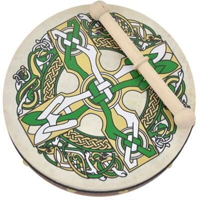 Waltons Celtic Cross-Bodhran, 8" Tan Goatskin Drum with Beater Waltons Celtic Cross-Bodhran, 8" Tan Goatskin Drum with Beater