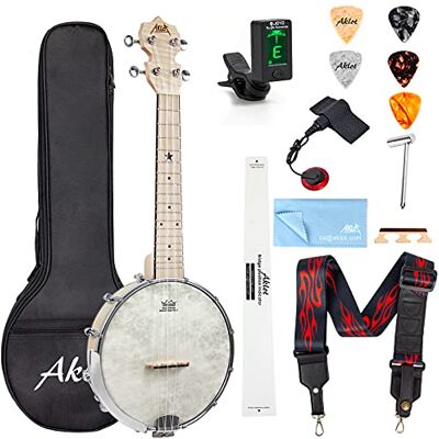 Aklot Banjo Ukulele Concert 23 inch Remo Drumhead Open Back Maple Body 1:15 Advanced Tuner with Two Way Truss Rod Gig Bag Tuner String Strap Picks Aklot Banjo Ukulele Concert 23 inch Remo Drumhead Open Back Maple Body 1:15 Advanced Tuner with Two Way Truss Rod Gig Bag Tuner String Strap Picks
