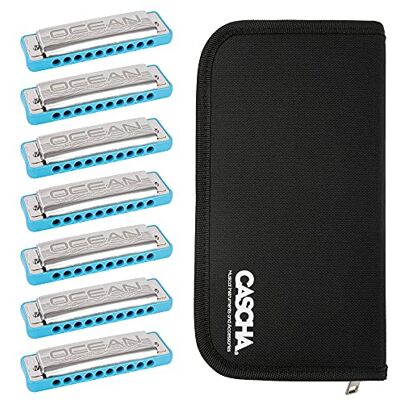 CASCHA Ocean Rock Harmonica Pack 7 (C-D-E-F-G-A-Bb), 7 Harmonicas with Bag, Blue CASCHA Ocean Rock Harmonica Pack 7 (C-D-E-F-G-A-Bb), 7 Harmonicas with Bag, Blue