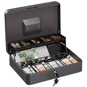 Relaxdays Lockable Box, Coin Insert, 4 Note Compartments, Iron Register HBT 8.5 x 30.5 x 24.5 cm, Grey Relaxdays Lockable Box, Coin Insert, 4 Note Compartments, Iron Register HBT 8.5 x 30.5 x 24.5 cm, Grey