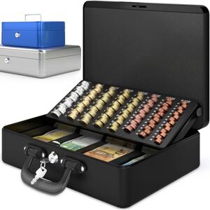 Acropaq Lockable Large Cash Box (35.8 x 27.3 x 11 cm), Cash Box with Coin Counter Board, Premium Housing, with 2 Included Keys, Black Money Box for Locking, Cash Till Box Acropaq Lockable Large Cash Box (35.8 x 27.3 x 11 cm), Cash Box with Coin Counter Board, Premium Housing, with 2 Included Keys, Black Money Box for Locking, Cash Till Box