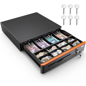 Tera Auto Open Cash Register (with 6 Keys) Till Drawer Box 4 Bill 8 Coin Cash Drawer 41 x 41 x 10 cm for POS System Removable Coin Compartment 12V RJ12 Key-Lock Media Slot for Shops Businesses 405R Tera Auto Open Cash Register (with 6 Keys) Till Drawer Box 4 Bill 8 Coin Cash Drawer 41 x 41 x 10 cm for POS System Removable Coin Compartment 12V RJ12 Key-Lock Media Slot for Shops Businesses 405R