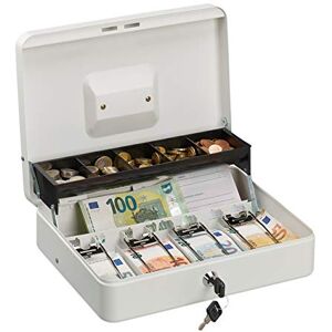 Relaxdays Lockable Box, Coin Insert, 4 Note Compartments, Iron Register HBT 8.5 x 30.5 x 24.5 cm, White, 8,5 x 30,5 x 24,5 cm Relaxdays Lockable Box, Coin Insert, 4 Note Compartments, Iron Register HBT 8.5 x 30.5 x 24.5 cm, White, 8,5 x 30,5 x 24,5 cm