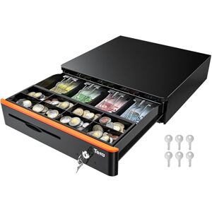Tera Auto Open Cash Register (with 5 Keys) Till Drawer Box 4 Bill 8 Coin Cash Drawer Tray for POS System, Removable Coin Compartment 12V RJ12 Key-Lock, Media Slot for Shops Businesses Tera Auto Open Cash Register (with 5 Keys) Till Drawer Box 4 Bill 8 Coin Cash Drawer Tray for POS System, Removable Coin Compartment 12V RJ12 Key-Lock, Media Slot for Shops Businesses