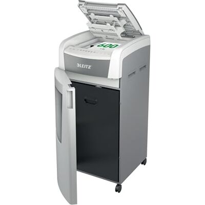 Leitz IQ Autofeed Office Micro Cut Paper Shredder P5, Automatic, 600 sheet, 110 Litre Bin Capacity, White, 80180000 Leitz IQ Autofeed Office Micro Cut Paper Shredder P5, Automatic, 600 sheet, 110 Litre Bin Capacity, White, 80180000