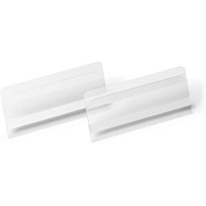 Durable Hard Cover Ticket Holder Self-Adhesive Label Holder 150 x 67mm Pack of 10 Transparent Perfect for Labelling Shelves and Racking Durable Hard Cover Ticket Holder Self-Adhesive Label Holder 150 x 67mm Pack of 10 Transparent Perfect for Labelling Shelves and Racking