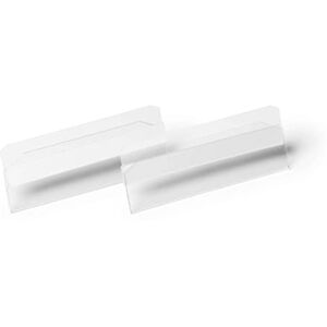 Durable Hard Cover Ticket Holder Self-Adhesive Label Holder 100 x 38mm Pack of 10 Transparent for Labelling Shelves and Racking Durable Hard Cover Ticket Holder Self-Adhesive Label Holder 100 x 38mm Pack of 10 Transparent for Labelling Shelves and Racking