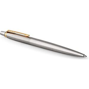 PARKER Jotter Gel Pen Stainless Steel with Gold Trim Medium Point Black Ink (0.7 mm) PARKER Jotter Gel Pen Stainless Steel with Gold Trim Medium Point Black Ink (0.7 mm)