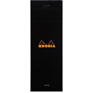 Rhodia 86009C Stapled Notepad N°8 Shopping Black 7.4x21 cm Lined 80 Detachable Sheets 80G Clairefontaine Paper Coated Card Cover Pack of 10 pads Rhodia 86009C Stapled Notepad N°8 Shopping Black 7.4x21 cm Lined 80 Detachable Sheets 80G Clairefontaine Paper Coated Card Cover Pack of 10 pads