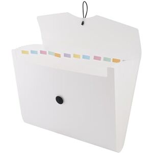 D.RECT A4 Document File Folder – 12-Pocket Organizer with Colour Labels – White PP Storage Folder with Elastic Closure – Durable Expanding File for School, Office & Home D.RECT A4 Document File Folder – 12-Pocket Organizer with Colour Labels – White PP Storage Folder with Elastic Closure – Durable Expanding File for School, Office & Home