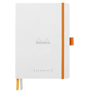 Rhodia 117815C Soft Notebook Bullet Journal Goalbook White A5 Dotted Dot 240 pages 90g Ivory Clairefontaine Paper 2 Ribbons, Elastic Closure Faux Leather Cover Rhodia 117815C Soft Notebook Bullet Journal Goalbook White A5 Dotted Dot 240 pages 90g Ivory Clairefontaine Paper 2 Ribbons, Elastic Closure Faux Leather Cover