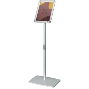 Nobo A4 Sign Holder Display Stand With Snap Frame, Freestanding Poster Frame, Height Adjustable, Portable, Aluminium Trim, Premium Plus, Silver, 1902383 Nobo A4 Sign Holder Display Stand With Snap Frame, Freestanding Poster Frame, Height Adjustable, Portable, Aluminium Trim, Premium Plus, Silver, 1902383