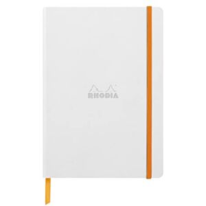 Rhodia 117480C White Soft Notebook A5 Dotted Dot 160 pages Ivory Clairefontaine Paper 90 g/m Bookmark, Elastic Closure Faux Leather Cover rama Collection Rhodia 117480C White Soft Notebook A5 Dotted Dot 160 pages Ivory Clairefontaine Paper 90 g/m Bookmark, Elastic Closure Faux Leather Cover rama Collection