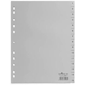 Durable 1-15 Polypropylene Index Dividers A4 Portrait Full Covering Pack of 20 Dividers Grey Made in Germany Durable 1-15 Polypropylene Index Dividers A4 Portrait Full Covering Pack of 20 Dividers Grey Made in Germany