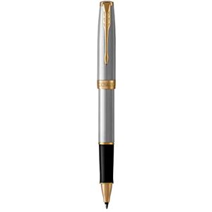 PARKER Sonnet Rollerball Pen Stainless Steel with Gold Trim Fine Point Black Ink Gift Box PARKER Sonnet Rollerball Pen Stainless Steel with Gold Trim Fine Point Black Ink Gift Box